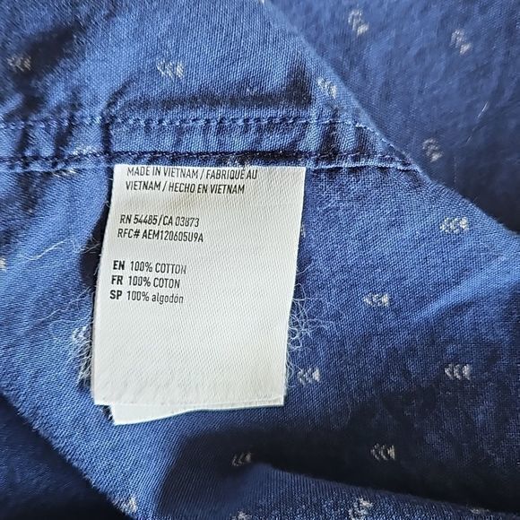 American Eagle Men's Blue Chevron‎ Dotted Long Sleeve Button Down Shirt Sz L - Picture 9 of 13
